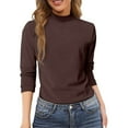 thumbnail image 3 of HUKOEMPN Turtleneck Sweater Women Fashion Clothes for Every Occasion Cotton Linen Cardigan Summer Chic Lightweight Sweaters For Women Brown, 3 of 9