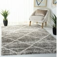 thumbnail image 2 of SAFAVIEH Hudson Amias Plush Geometric Shag Area Rug, Distressed Grey/Ivory, 9' x 12', 2 of 8