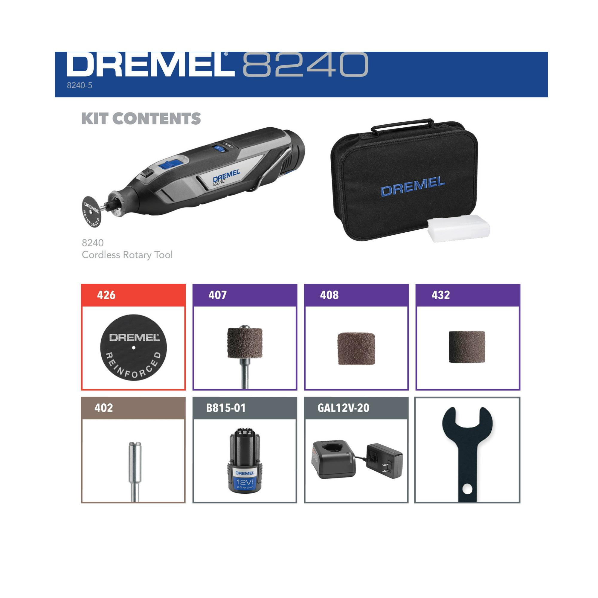 Dremel 8240 12V Lithium-Ion Battery Cordless Rotary Tool with Accessory Bundle