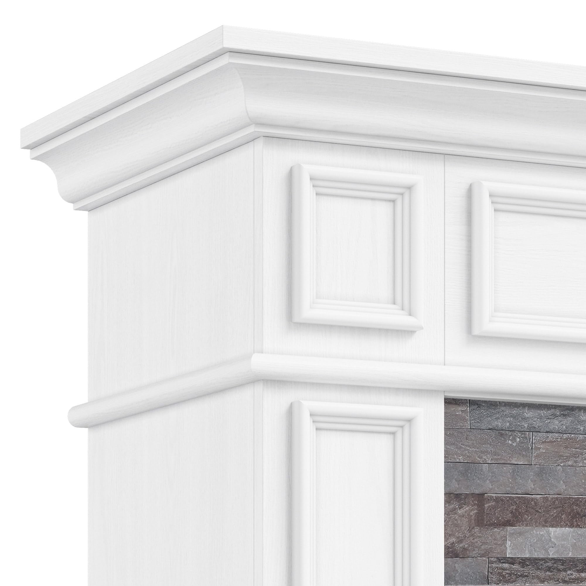 44"L Fireplace Mantel with 23" Electric Fireplace, Wooden Free Standing Fireplace for Living Room, White