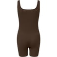 thumbnail image 4 of Women Yoga Romper Workout Ribbed Square Neck Sleeveless Sport Romper one Piece Short Jumpsuit, 4 of 5