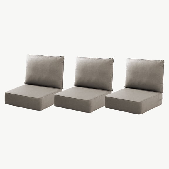 Joyofarm 24" x 22" x 6" Outdoor Chair Cushions for Patio Furniture, Deep Seat and High Back for Patio Rocking Dining Chair and Couch, Gray (Set of 3)