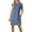 Blue, variant on CHGBMOK Plus Size Dresses for Women Fashion Summer Solid Color Short-sleeved V-neck Casual Dress Sizes S-2XL