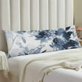 thumbnail image 2 of Florals Body Pillow Cover Navy Watercolor Flowers Long Pillow Case with Zipper Decorative Bedding Pillowcase Boho Floral Throw Pillow Covers Soft Cushion Pillow Case for Bedroom,20"x54",Blue White, 2 of 5