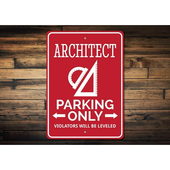 Architect Parking Novelty Decor, Metal Wall Sign - 10x14 Inches