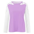 thumbnail image 4 of FcBaudy Hauts pour Femmes, Blouses & Chemises à Manches Longues Col Rond, Chemises pour Femmes Décontractées Col Rond Dentelle Ajourée Chandail Blouse T-shirt Hauts Blouse pour Femmes, 4 of 4