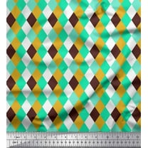 Soimoi Green Cotton Duck Fabric Argyle Check Fabric Prints By Yard 42 Inch Wide