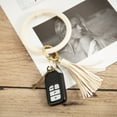 thumbnail image 3 of Handmade Wristlet Round Key Ring Chain Leather/ Silicone Oversized Bracelet Bangle Keychain Holder Tassel for Women Girl, 3 of 8