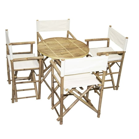 Bamboo Bistro Round Table and 4 Director\'s Chairs Set (Vietnam) 4 ... Bamboo Bistro Round Table and 4 Director\'s Chairs Set (Vietnam) 4 ...