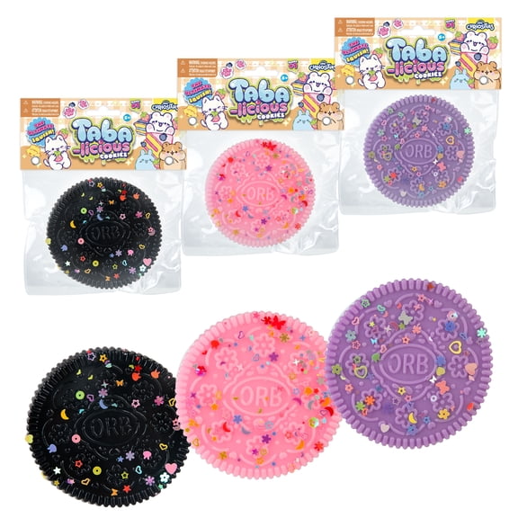 ORB Tabalicious Mega TABA Squishy Cookie Toy 3 Pack - Super Soft and Sticky Sandwich Cookie TABA Squishies - Squish, Squeeze, and Pinch for Stress Relief - Play Food Squishy Toys for Kids and Adults