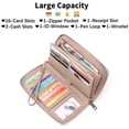 thumbnail image 3 of Womens Wallet RFID Blocking Leather Zip Around Wallet Large Capacity Long Purse Credit Card Clutch Wristlet Khaki, 3 of 6