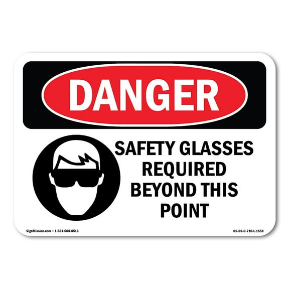 OSHA Danger Sign - Safety Glasses Required Beyond This Point | Decal | Protect Your Business, Construction Site, Shop Area |  Made in The USA