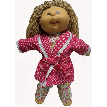 Doll Clothes Superstore Red Bathrobe With Flower Pajamas Fits Cabbage Patch Kid (Best Way To Shred Red Cabbage)