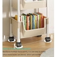 thumbnail image 5 of Colorfish 3-Tier Rolling Storage Cart Open-Style Mobile Organizer Shelf with Wheels and Hooks Off-White, 5 of 7