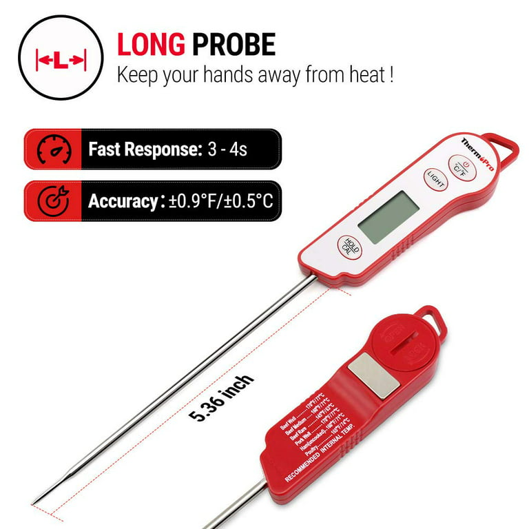 ThermoPro TP605 Instant Read Digital Meat Thermometer for Cooking,  Waterproof Food with Backlight & Calibration, Probe Cooking Kitchen,  Outdoor