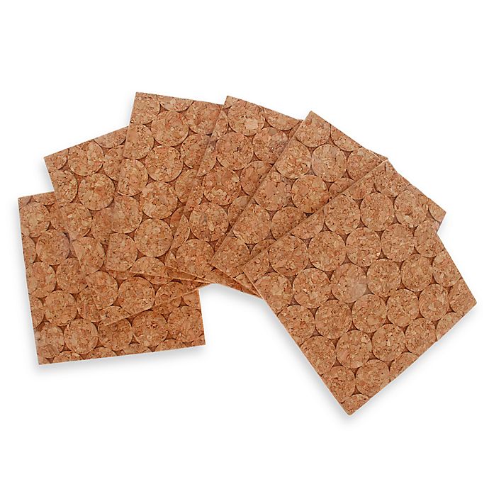Thirstystone Dotted Square Cork Coasters (Set of 6)