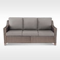 thumbnail image 3 of POCASSY Wicker Outdoor Couch, Brown Wicker Sofa Outdoor Furniture with All Weather Rattan and Olefin Cushion for Balcony, Backyard, Porch, Brown/Gray, 3 of 8