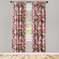 thumbnail image 3 of Ambesonne Floral Curtains, Flowers Botanical Vintage, Pair of 28"x95", Pale Ruby and Sage Green, 3 of 5