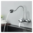 thumbnail image 4 of Chrome Wall Mounted Dual Hole Kitchen Faucet, Lead Free Hot Cold Water Mixer Tap, Stream Spray Bubbler 360 Rotation Flexible Pipe ,Versatile Features, 4 of 7
