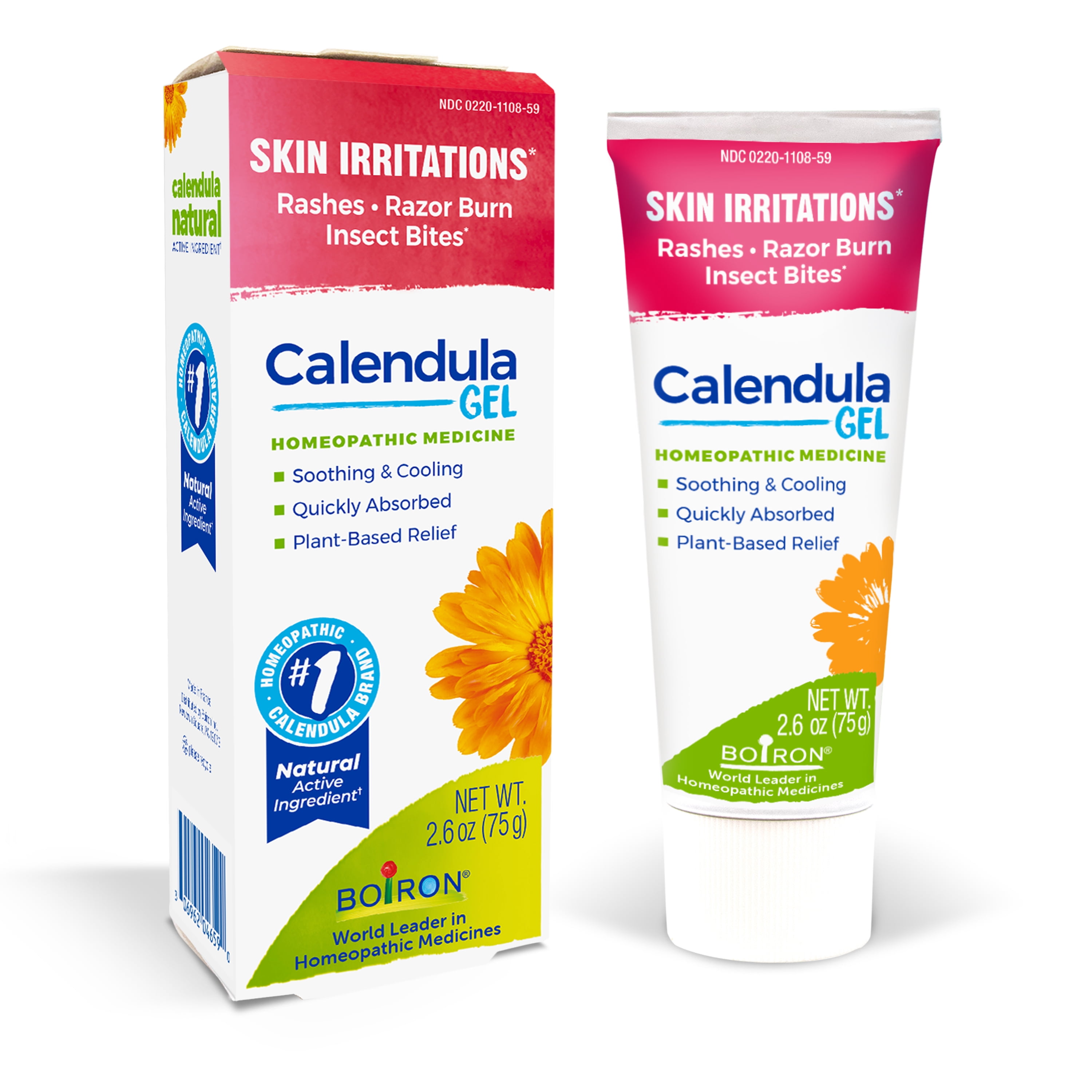 Boiron Calendula Gel, Homeopathic Medicine for Skin Irritations, Rashes, Razor Burn, Insect Bites Relief, 2.6 oz