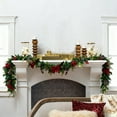thumbnail image 4 of Christmas Wreath and Garland Set Artificial Greenery for Front Door and Fireplace, Indoor Outdoor Xmas Decor Pre-Decorated with Rattan, Ball Ornaments and Rich Accents, 4 of 9