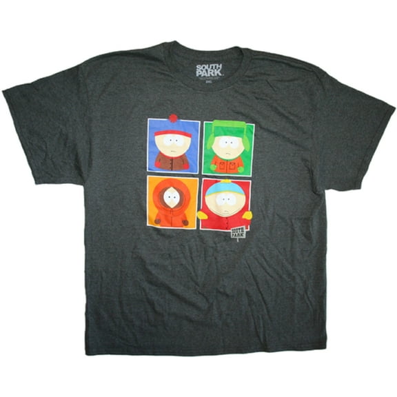 South Park Cartman, Stan, Kyle, and Kenny Men's Gray T-Shirt - (Large)
