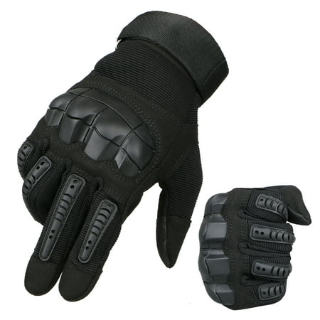 - Leather Touch-Screen Hard Knuckle Motorcycle Gloves