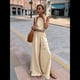 thumbnail image 5 of Conjuntos de 2 Piezas para Mujer: Chaleco de , Conjuntos Casuales Elegantes, Pantalones de Pierna con Abertura Alta. Caqui S, 5 of 7