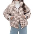 thumbnail image 2 of Womens Zip Front Plaid Sweatshirts Print Hoodie Fall Jackets Long Sleeve Casual Drawstring Clothes Khaki L, 2 of 9