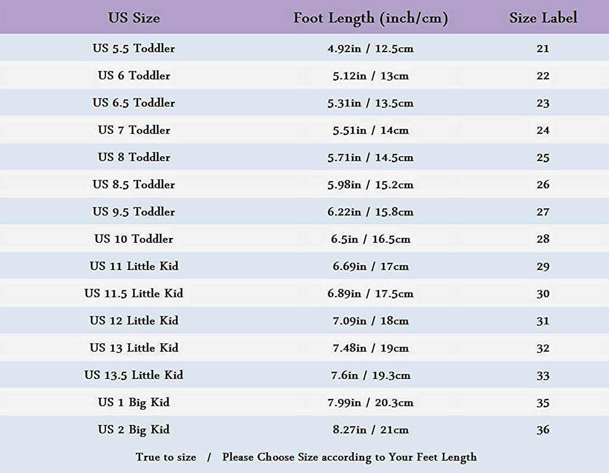 infant nike size chart
