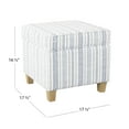 thumbnail image 6 of HomePop Square Transitional Wood and Fabric Ottoman with Lift Off Lid in Blue, 6 of 11