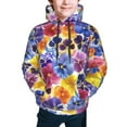 thumbnail image 5 of Kll Unisex Kids Boys Girls Hooded Pocket Pullover Hoodies-The Garden Tricolor Pansy Flower, 5 of 9