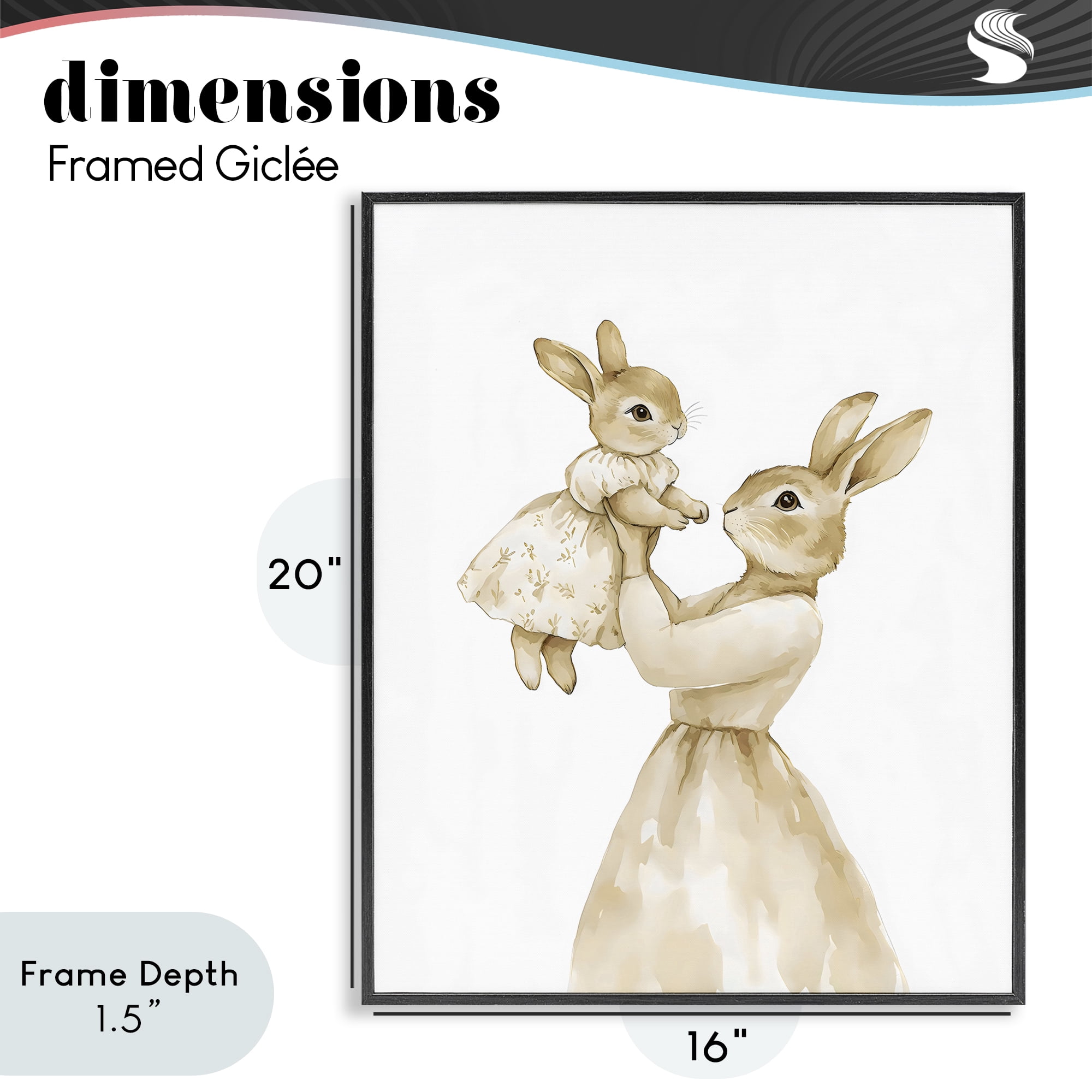 Stupell Industries Tender Mama Rabbit Black Framed Giclee Art, design by Arlington Prints