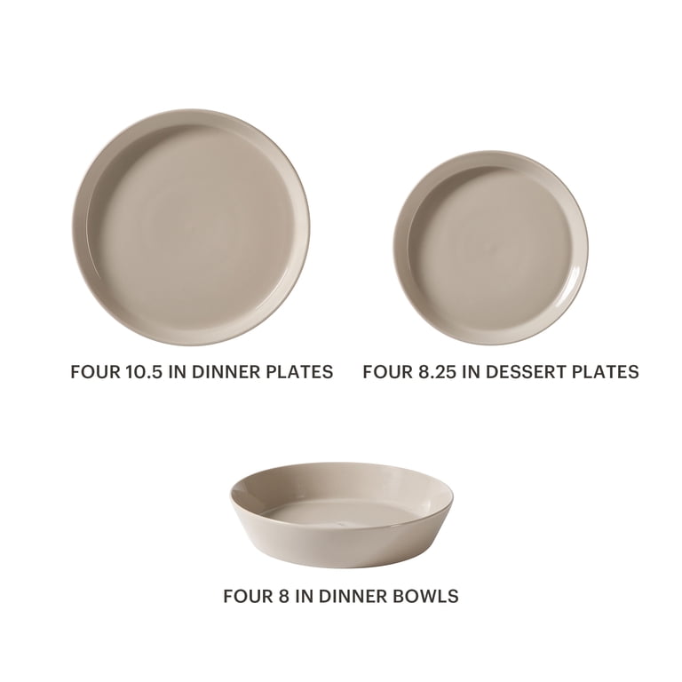 Martha Stewart Everyday Faretta Taupe 12-Piece Fine Ceramic Set photo 8
