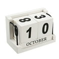 thumbnail image 1 of Wooden Calendar Reusable Desktop Calendar Vintage Effect Calendar Block for Office Home White, 1 of 8