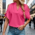 thumbnail image 2 of Women Blouses Nice Dressy Shirts for Women 4xlt T Shirts All Womens Tops Undershirt Womens Casual Summer Long Button up Shirt Woman Casual Blouse Shirt for Blouse Elegant Athletic Hot Pink L, 2 of 5