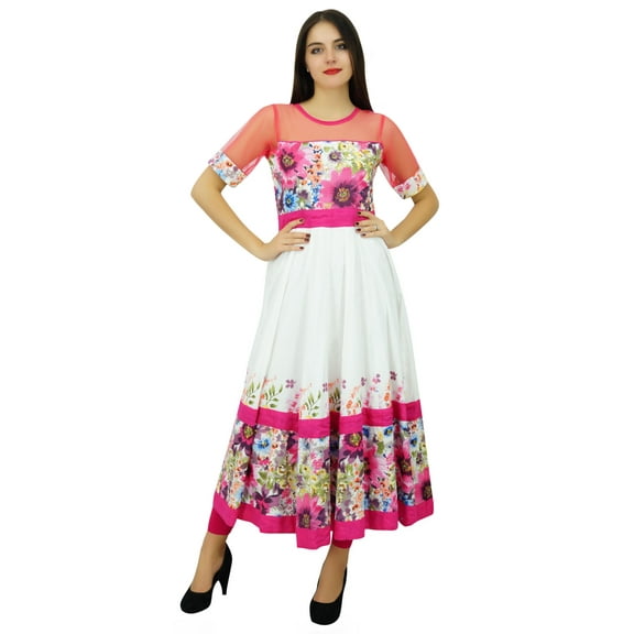 Bimba Women Long Designer Cotton Kurti Floral Print Kurta Dress Clothing