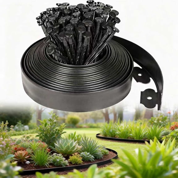 Saburrnity Garden Edging Border, 60FT 2 Inch Tall Plastic Landscape Edging with 72 Stakes, Flexible Tool-Free Lawn Border for Yard, Flower Bed & Landscaping