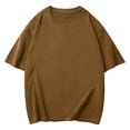 thumbnail image 4 of Rggeeun Men T-Shirts Solid Color Half Sleeve Crew Neck Loose Fit Waist Draping Soft Breathable For Summer Travel Party Fashion Tee,Brown,Xxxl, 4 of 4