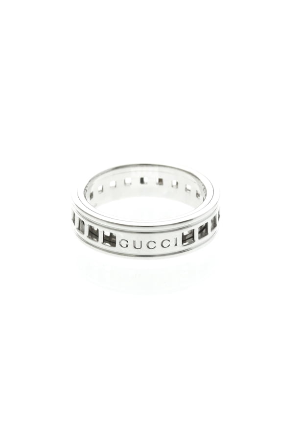 Pre-Owned Gucci Scroll Ring White Gold (18K) Fashion No Stone Band Ring Silver
