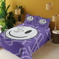 thumbnail image 2 of Ambesonne Emoji Fitted & Top Sheet Set with Shams, Money Themed Face Dollar Sign, Blue Violet Black and White, 2 of 5
