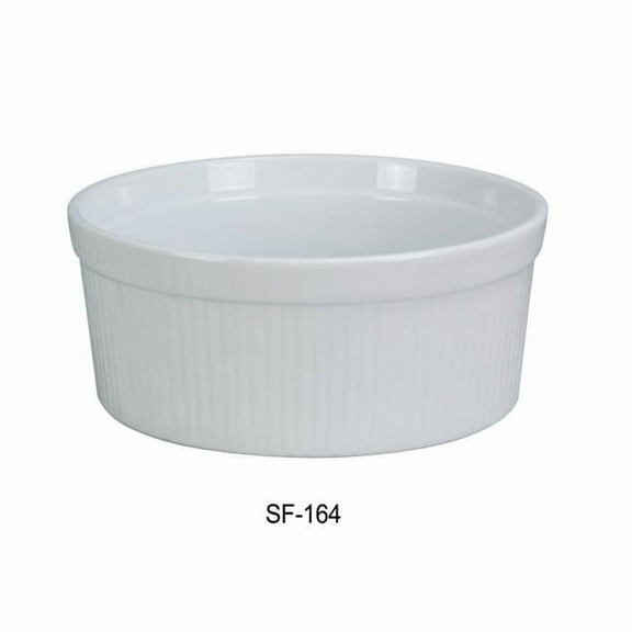 64 oz Fluted Porcelain Souffle Bowl, Super White - 8.5 x 2.75 in. - Pack of 12