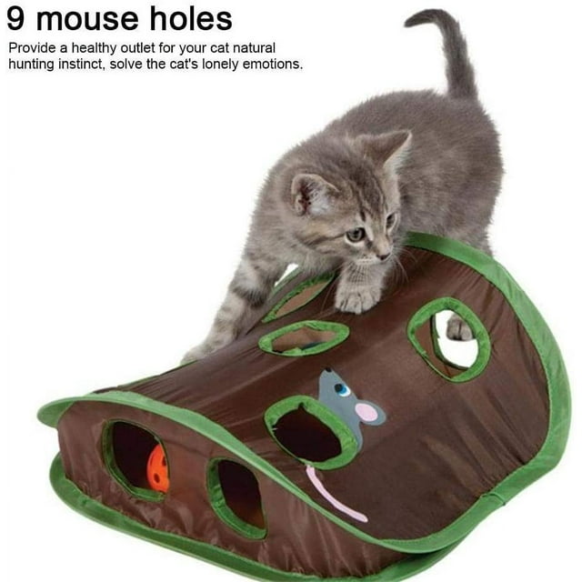 Pet cat Mouse Hole Toy Pet cat Intelligence Training Toy with Bell 9 Mouse Holes Pet Cat Interactive Toy Cat Intelligence Trainning Toy with Bell Mouse Toys