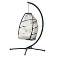 thumbnail image 3 of SEGMART Outdoor Hanging Egg Chair with Stand, Wicker Hanging Swing Chair with Steel Frame and UV Resistant Cushion, Hammock Basket Egg Chair, 250lbs Capacity for Indoor Outdoor Yard Balcony Patio, 3 of 11