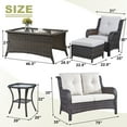 thumbnail image 4 of PARKWELL 7Pcs Outdoor Wicker Rattan Conversation Patio Furniture Set, including Two-seater Sofa, Chairs, Coffee Table, Ottomans and Side Table with Cushion, Beige, 4 of 9