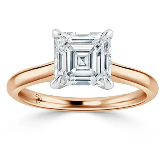 2 Carat IGI Certified Asscher Shape Lab Grown Diamond Engagement Ring | 14K Rose Gold | Solitaire Lab Diamond Ring.