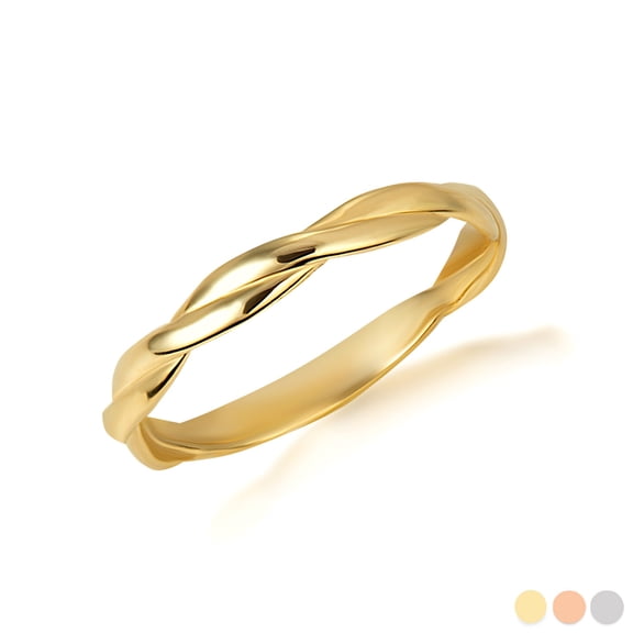10k Yellow Gold Stackable Twist Eternity Ring (Size 4)