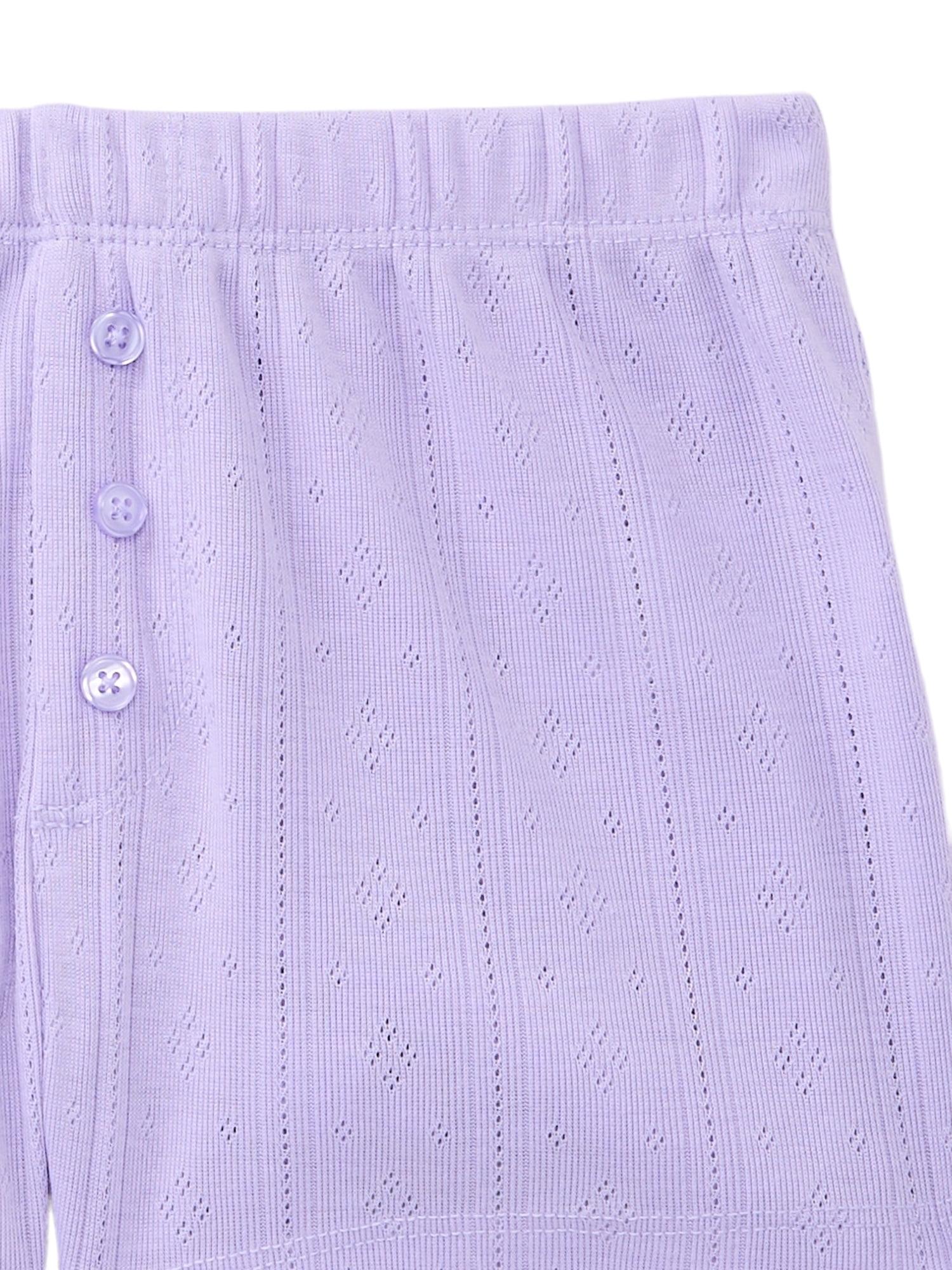 Wonder Nation Girls Pointelle Short Sleeve Top and Shorts Pajama Set, 2-Piece, Sizes 4-18