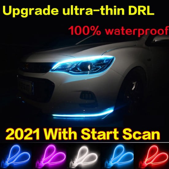 2pcs más nuevo drl señal de giro que fluye luz guía tira de coche led faro drl tira huangjie unisex