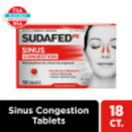 Sudafed PE Max Strength Non-Drowsy Sinus Decongestant Tablets, 18 Count